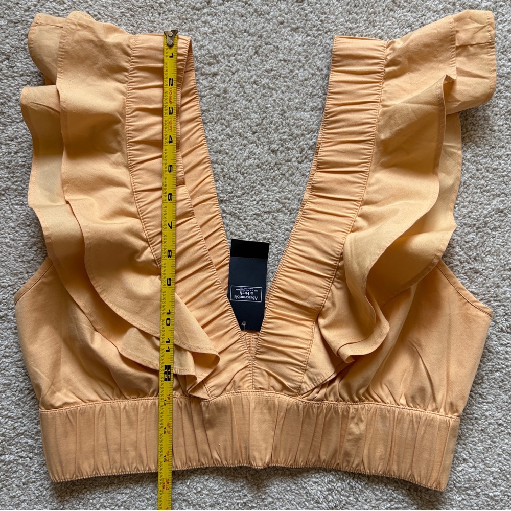 Abercrombie Drama Collar Ruffle Poplin Top Yellow